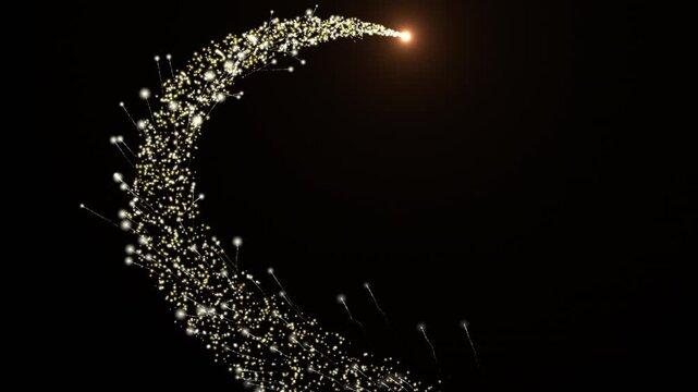 Luxury wedding golden sparkle glitter frame trail, elegant shimmering border swirl with romantic bokeh glow, black background invitation motion graphics animation element in 4K resolution