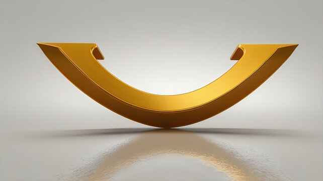 Shiny golden letter U shape 3D symbol illustration