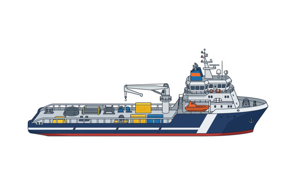 Offshore Supply Vessel Vector Illustration