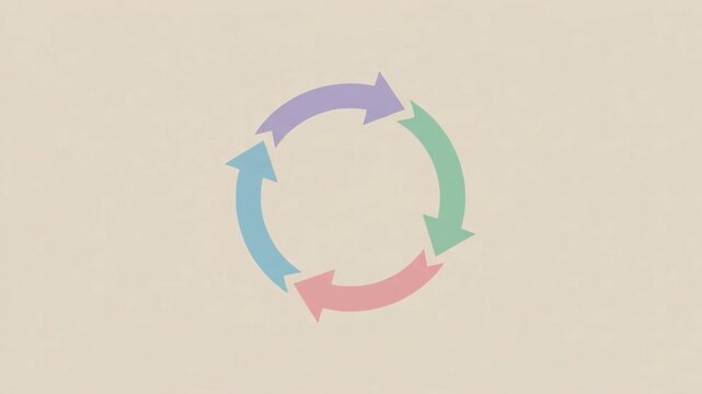 Four curved arrows rotating in a closed circular loop