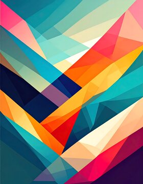 Abstract geometric pattern with overlapping colorful shapes.