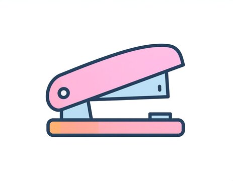 Pink office stapler icon isolated on white background.