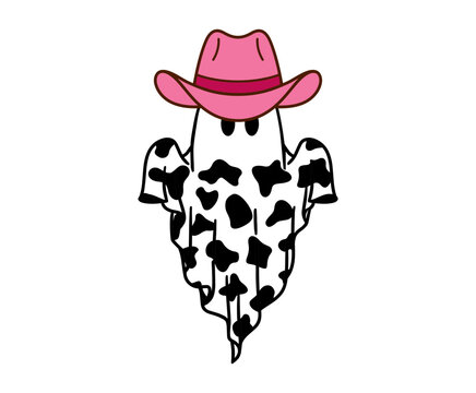 Ghost with cowboy hat svg cut file. Isolated vector illustration.