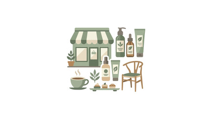 Fototapeta premium Organic boutique retail collection and beauty icons.