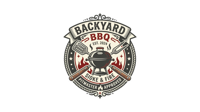 Backyard BBQ Grill Logo Design With Pitmaster Approved Badge
