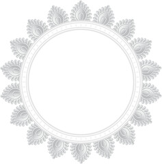 Obraz premium Happy Durga Puja decorative circular frame featuring geometric motifs, dotted details, and an elegant ornamental border for Durga Arch, Hindu God designs, festival banners, cards, and celebration back