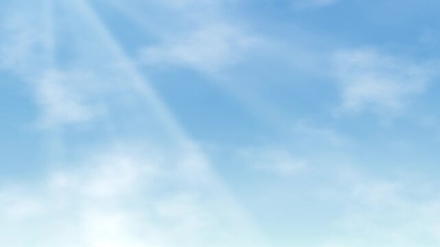 Seamless Loop of Drifting White Clouds in Blue Sky with Sunbeams