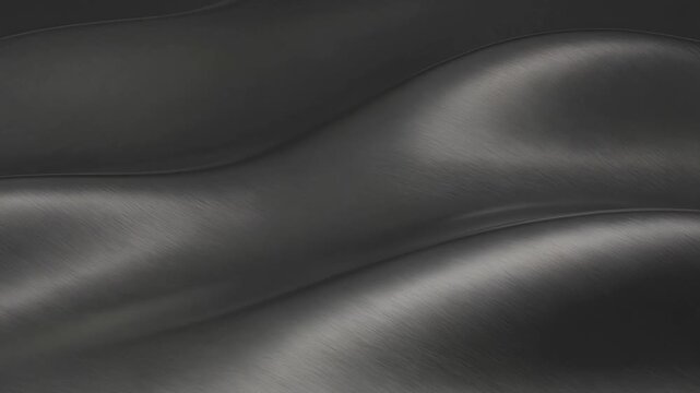 Dark brushed metal surface with abstract waves flowing smoothly and endlessly. Elegant and modern animation for a stylish background, creating a calm and reflective mood