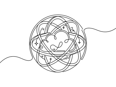 Abstract circular design with cloud shapes and stars while symbolizing creativity and interconnectedness