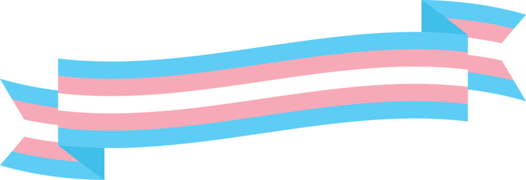 The LGBTQ+ Transgender Pride Flag Ribbon, Badge, Banner, Label &ndash; Flat Design Illustration