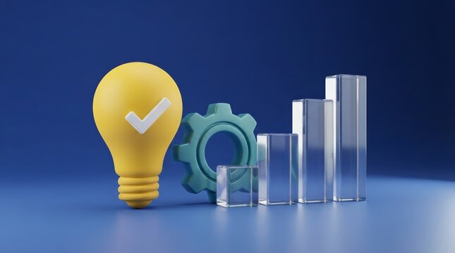 Operations training material showing an approved idea workflow with gear and checkmark light bulb.