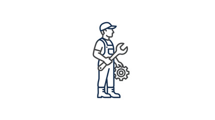 Fototapeta premium Mechanic with Wrench and Gear Vector Illustration
