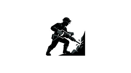 Fototapeta premium Miner with Jackhammer Vector Illustration