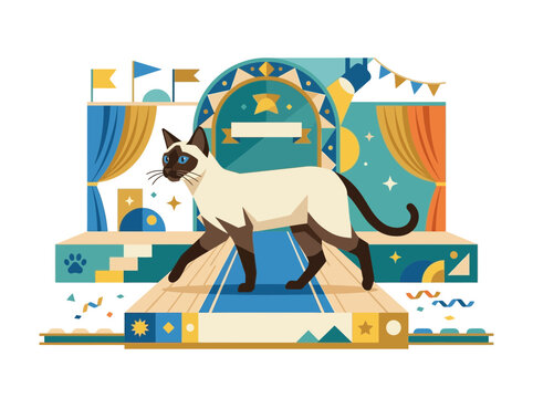 Stylized Cat Silhouette With Egyptian Hieroglyphics Design.