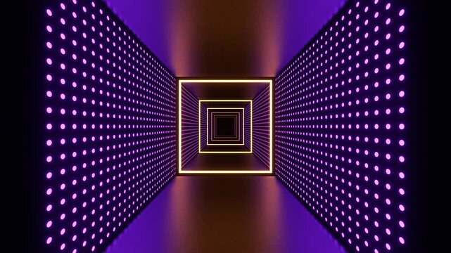 Purple and Yellow Infinite Cyber Neon Tunnel Background VJ Loop in 4K