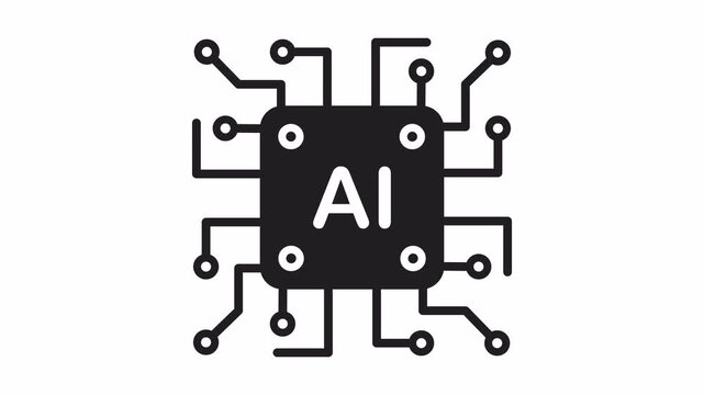 Artificial intelligence AI, brain chip technology, core. Alpha channel