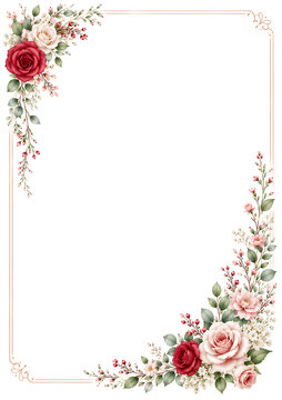 Pink and Red Rose Frame suitable for Invitation