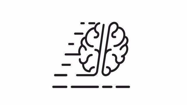 Fast thinking, fast brain, line icon, smart. Alpha channel