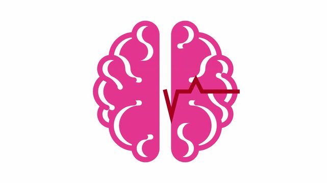 Epilepsy disease, colorful brain lifeline health. Alpha channel