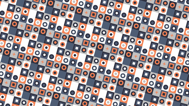 Geometric Pattern with Abstract Shapes in Blue and Orange