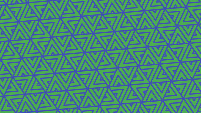 Geometric Pattern with Blue and Green Nested Triangles