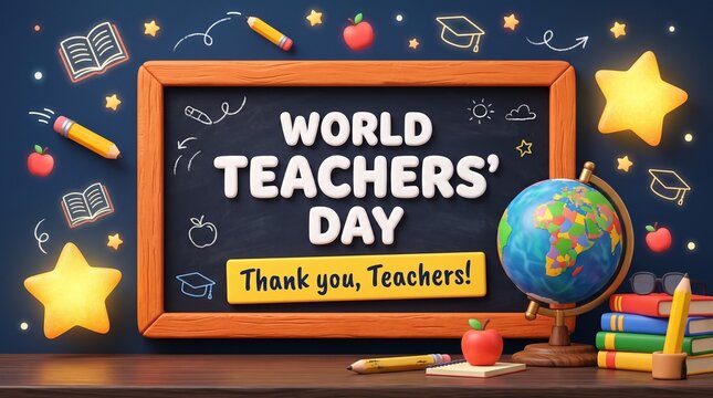 Celebrate happy teachers day with a world teachers' day appreciation graphic for educators