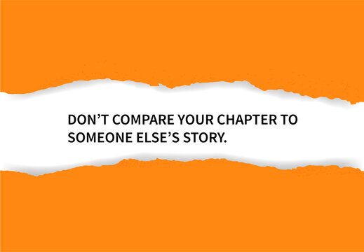 Inspirational quote about life journey written on a white torn paper strip against an orange background