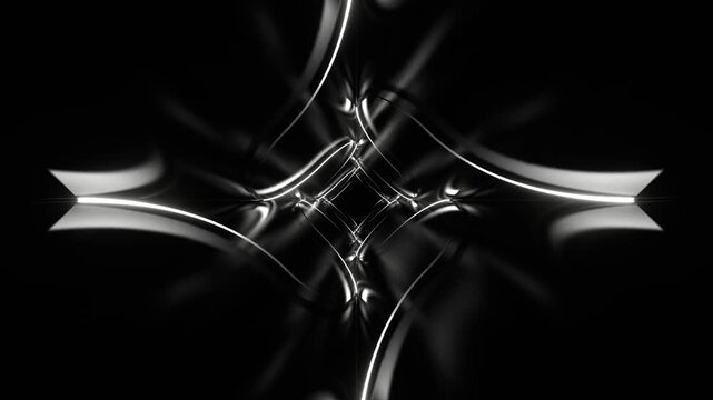 White Neon Curve Lines in Mirror Tunnel Background VJ Loop in 4K