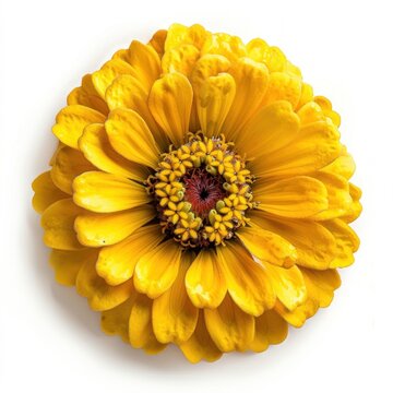 Vibrant yellow zinnia flower