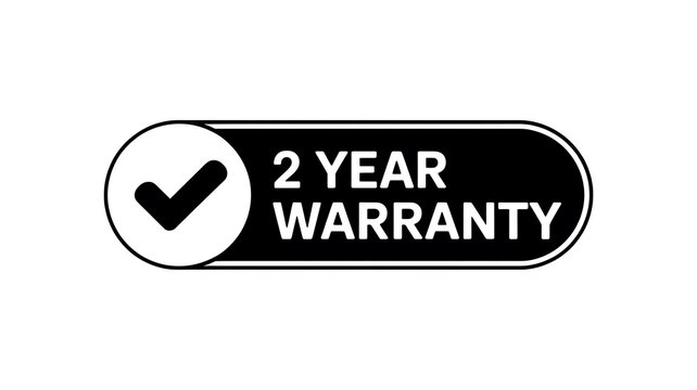 2 year warranty badge with check mark icon