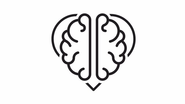 Rational love, brain in heart. Alpha channel