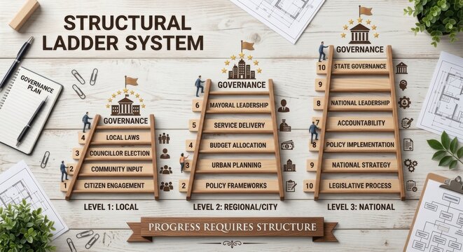 Governance Structural Ladder System Illustrating Progress and Organization