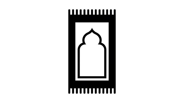 Black prayer rug icon for muslim religious practice