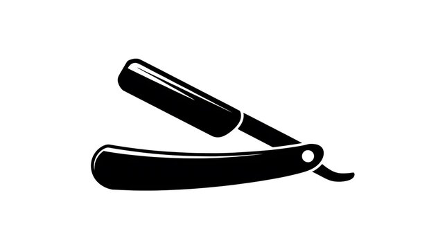 Black straight razor icon for barber shop