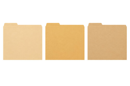 PNG Three brown file folders aligned, transparent background(