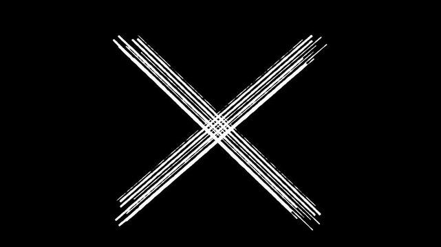 Hand-drawn X marker Highlight paint brush stroke sketching elements on a transparent background