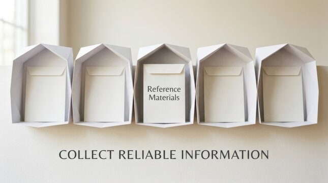 White envelopes containing reference materials neatly arranged in a row