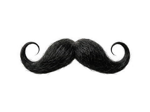 Black handlebar mustache isolated on transparent background