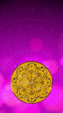 Vertical Diwali festival background with ornate Indian mandala, golden decorative elements, vibrant purple and gold luxury backdrop, festive celebration design with copy space for invitations