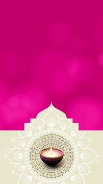 Vertical Diwali festival background with ornate Indian mandala, golden decorative elements, vibrant purple and gold luxury backdrop, festive celebration design with copy space for invitations