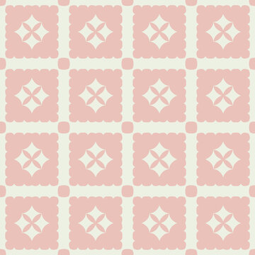 Seamless pink and cream geometric tile pattern for backgrounds