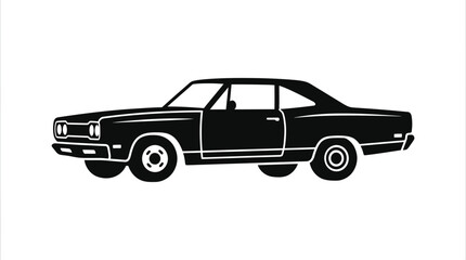 Naklejka premium Side view silhouette of classic American muscle car.