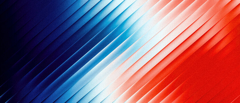 Ribbed abstract background featuring diagonal lines with a gradient transition from deep blue to bright red, symbolizing patriotism or diversity