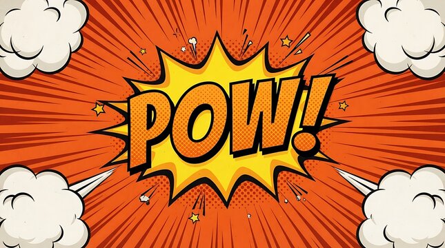 Comic book explosion with pow text and speech bubbles