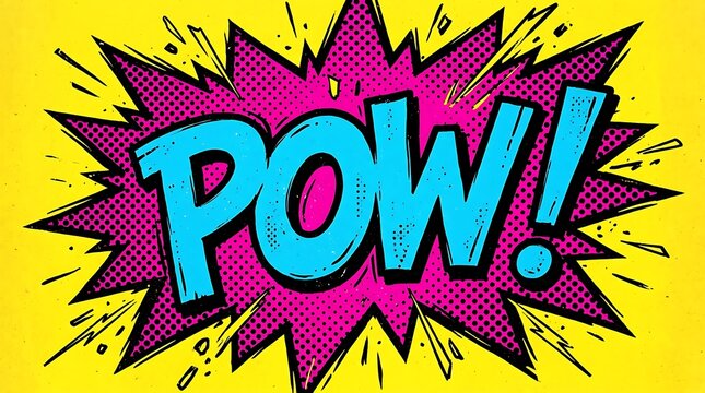 Comic book explosion with pow text and halftone pattern