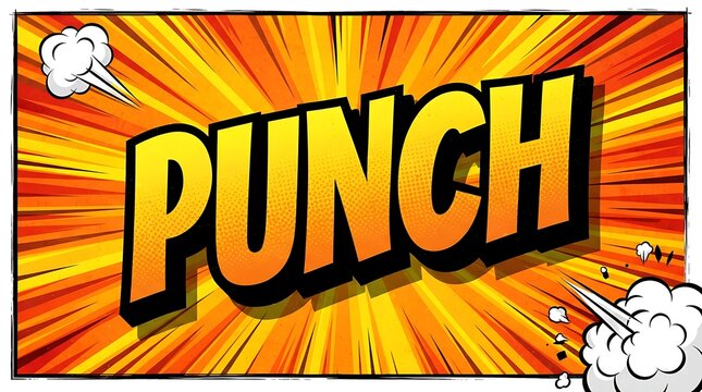 Comic book style explosion effect with the word punch in bold lettering