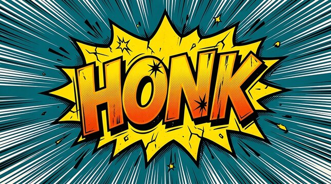 Comic book style explosion with the word honk in bold letters