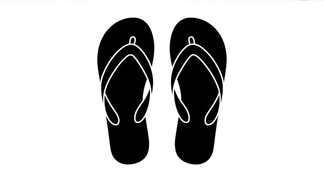 Black flip flop sandals icon for summer travel