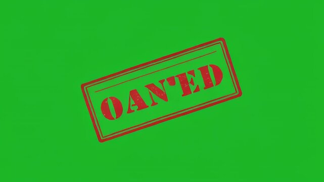 Green Screen with Red 'OANED' Stamp Animation in Cinematic Motion