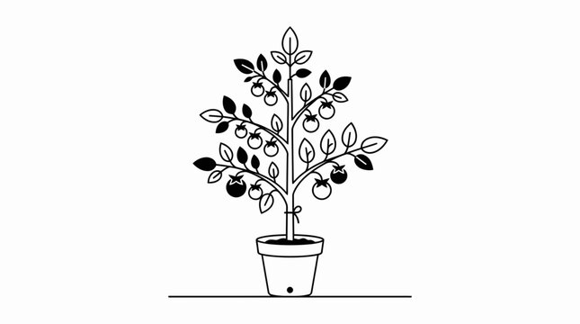 Decorative Fruit Tree Potted Plant With Abundant Round Fruits Growing On Branches Amidst Lush Green Leaves Presented For Visual Content Creation And Design Projects Seeking Botanical Elements